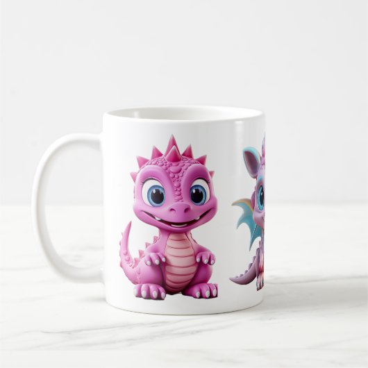 3 Niedliche Pink Dragon Tasse für Kinder (Links)