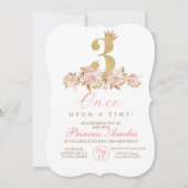 3. Niedliche Rosa Goldkronprinzessin Geburtstag Einladung (Vorderseite)