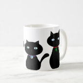 3 NIEDLICHE SCHWARZE KATZEN in allen Größen Kaffeetasse (VorderseiteRechts)