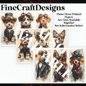 3 Niedliche Steampunk-Hunde Gruppe 2 CB5 Decoupage Seidenpapier