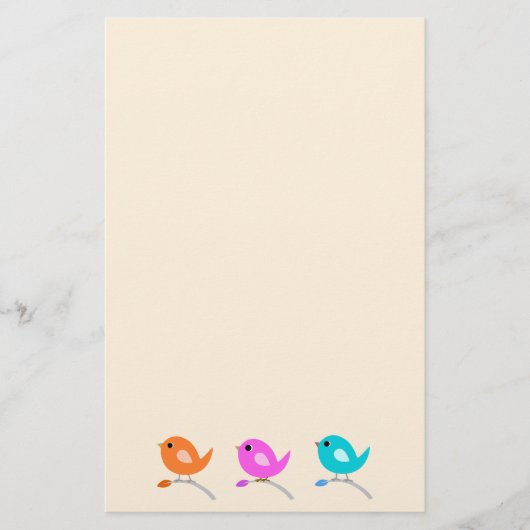 3 niedliche Vögel Briefpapier (Vorderseite)