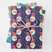 3 🎾 Niedliche Weihnachtszwerge mit Tennisball Geschenkpapier Set (Beispiel)