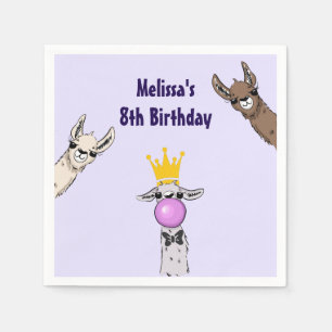 3 Niedlicher Llama gegenüber Cartoon Geburtstag Serviette