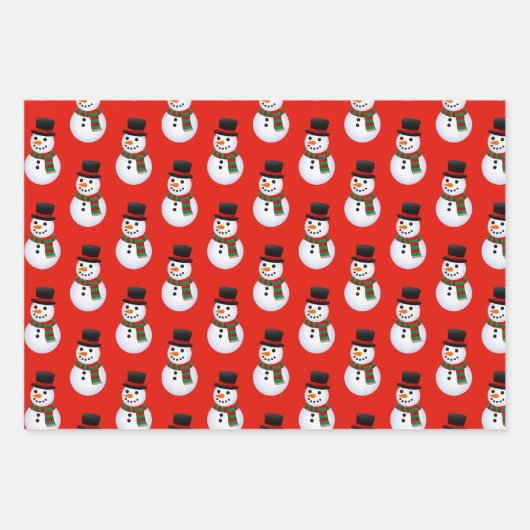 3 Niedlicher Schneemann und Weihnachts-Wrapping Pa Geschenkpapier Set (Vorderseite 3)