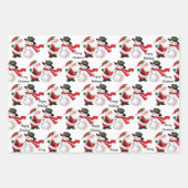 3 Niedlicher Schneemann und Weihnachts-Wrapping Pa Geschenkpapier Set (Vorderseite 2)