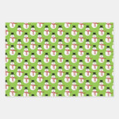 3 Niedlicher Schneemann und Weihnachts-Wrapping Pa Geschenkpapier Set (Vorderseite)