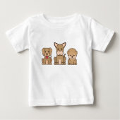 3 Niedliches Haustier Print White Baby Kinder Tshi Baby T-shirt (Vorderseite)
