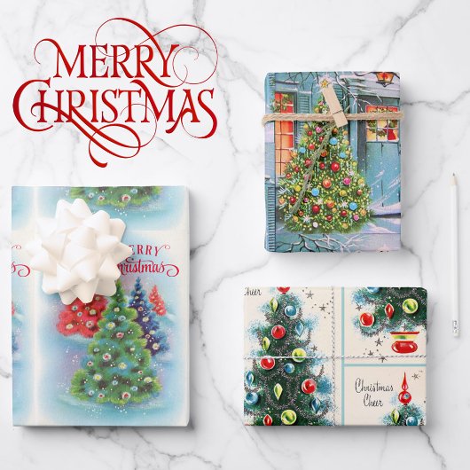 3 Nostalgische Weihnachtskarten Geschenkpapier Set