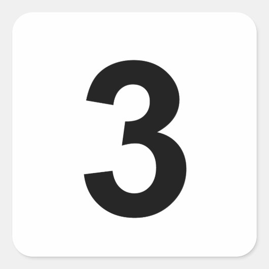 3 - Nummer drei Quadratischer Aufkleber (Vorderseite)