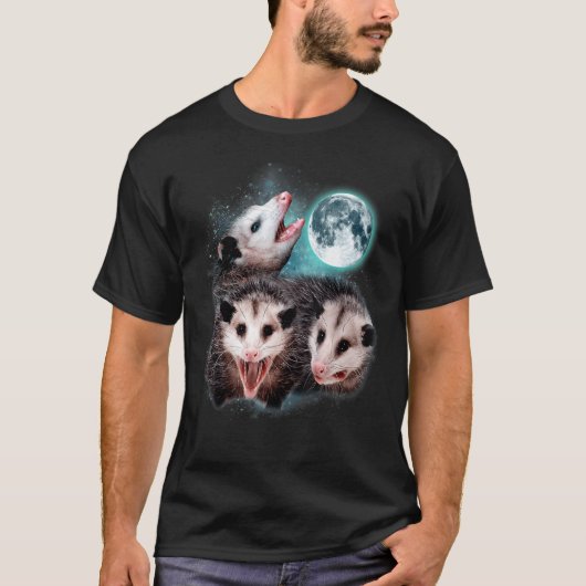 3 Opossum Moon Howling Opossum Head Funny For Men, T-Shirt (Vorderseite)