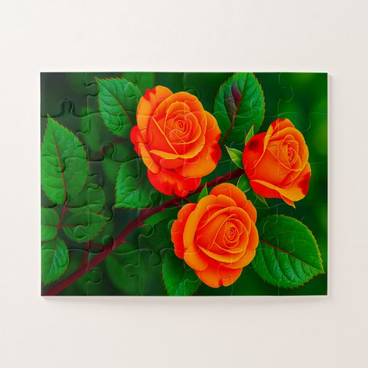 3 Orangefarbene Rose Puzzle (Horizontal)