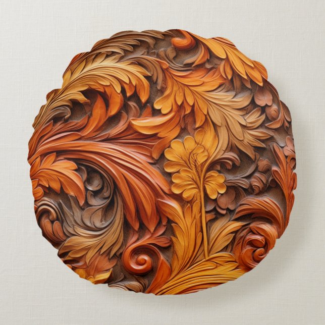 3. orangefarbenes rundes Kissen (Vorderseite)