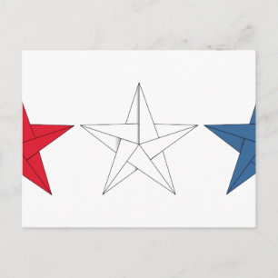 3 Origami Stars - Rot, Weiß und Blau Postkarte