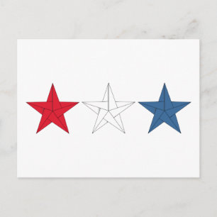 3 Origami Stars - Rot, Weiß und Blau Postkarte