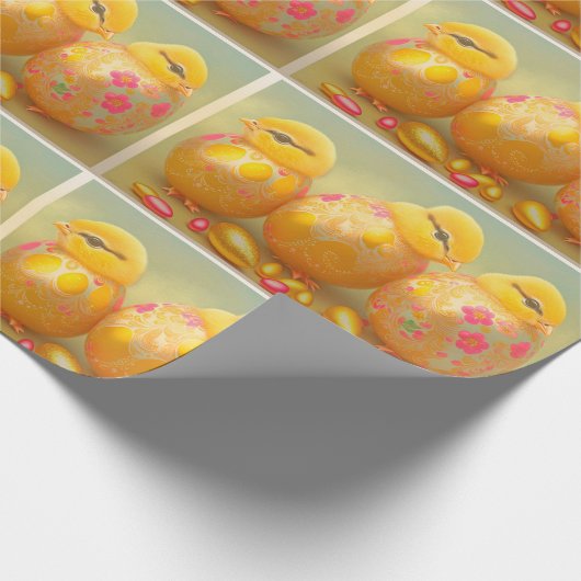 3 Osterhähnchen in der Eiersammlung Geschenkpapier (Ecke)