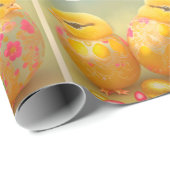 3 Osterhähnchen in der Eiersammlung Geschenkpapier (Rolleneckpunkt)