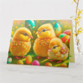 3 Osterhühnerkollektion Karte (Gelbe Blume)