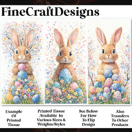 3 Ostersonnige Kaninchen, Gruppe 4 CC4 Decoupage Seidenpapier