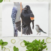 3-Östliche Vögel und 3-Schmetterlinge: Geschirrtuch (Gefaltet)