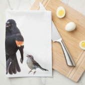 3-Östliche Vögel und 3-Schmetterlinge: Geschirrtuch (Viertel Falte)