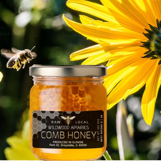 3 oz Honey Jar Label Queen Bee Comb Honey Adressaufkleber