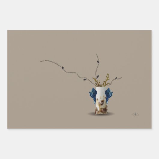 3 Ozeangedicht Blau Rosa Küstenthema Weihnachten Geschenkpapier Set (Vorderseite 3)