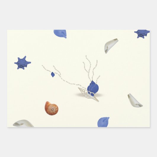 3 Ozeangedicht Blau Rosa Küstenthema Weihnachten Geschenkpapier Set (Vorderseite 2)