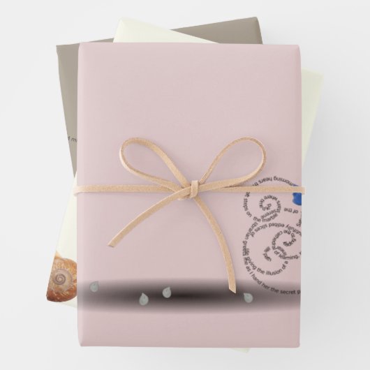 3 Ozeangedicht Blau Rosa Küstenthema Weihnachten Geschenkpapier Set (Beispiel)