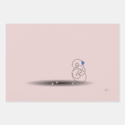 3 Ozeangedicht Blau Rosa Küstenthema Weihnachten Geschenkpapier Set (Vorderseite)