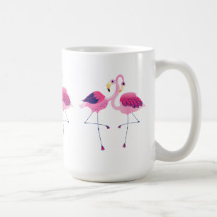 3 Paare der rosa Flamingos-Illustration Kaffeetasse