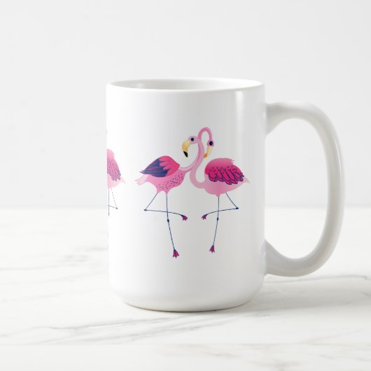 3 Paare der rosa Flamingos-Illustration Kaffeetasse (Rechts)