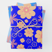 3 Pack Blaues Orangefarbenes Muster Geschenkpapier Set (Beispiel)