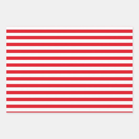 3 Pack Grün, Rot und Weiß Streifen Weihnachten Geschenkpapier Set (Vorderseite)