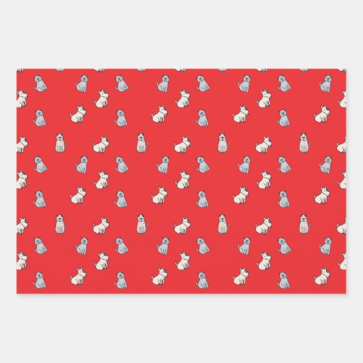 3 Packpapier für niedliche Hunde Geschenkpapier Set (Vorderseite 2)