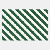 3 Packung: Dunkelgrüne und weiße Streifen Weihnach Geschenkpapier Set (Vorderseite 3)