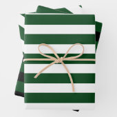 3 Packung: Dunkelgrüne und weiße Streifen Weihnach Geschenkpapier Set (Beispiel)