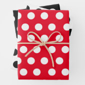 3 Packung: Polka Punkte auf Weiß & Schwarz & Rot Geschenkpapier Set (Beispiel)