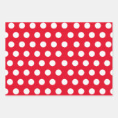 3 Packung: Polka Punkte auf Weiß & Schwarz & Rot Geschenkpapier Set (Vorderseite)