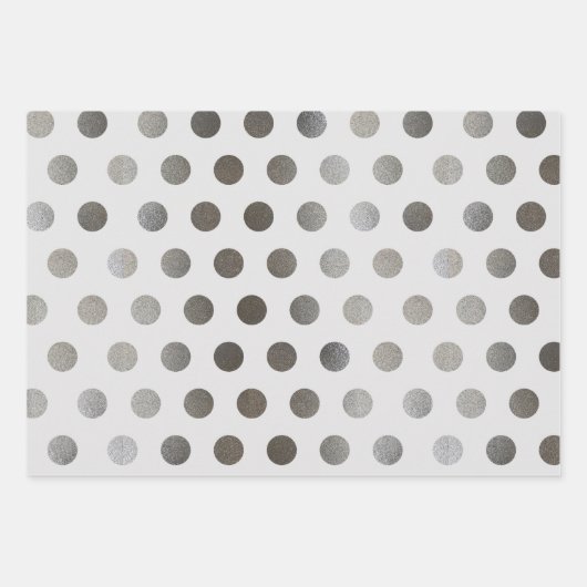 3 Packung: Silver Glitzer Dots Black, Pink & Gray Geschenkpapier Set (Vorderseite 3)