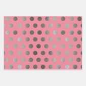 3 Packung: Silver Glitzer Dots Black, Pink & Gray Geschenkpapier Set (Vorderseite 2)