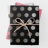 3 Packung: Silver Glitzer Dots Black, Pink & Gray Geschenkpapier Set (Beispiel)