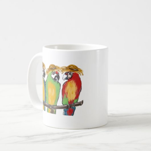 3 Papageien Kaffeetasse (Vorderseite Links)