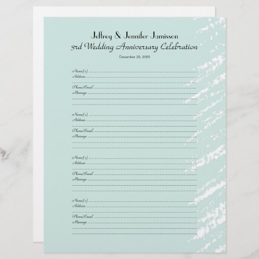 3. Party-Gästebuch-Anmeldeseite (Vorne/Hinten)