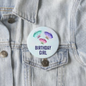3 Pastel Watercolor Butterfells Birthday Girl Button (Beispiel)