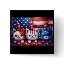 3 Patriotic Kittens With American Flag