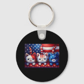3 Patriotic Kittens With American Flag Schlüsselanhänger (Rückseite)