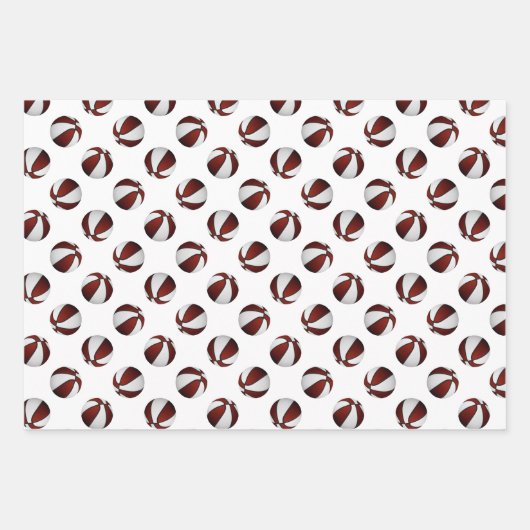 3 pc koordinierendes Maroteam färbt Basketball Geschenkpapier Set (Vorderseite 3)