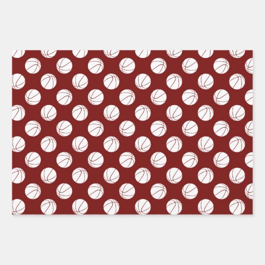 3 pc koordinierendes Maroteam färbt Basketball Geschenkpapier Set (Vorderseite 2)