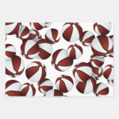 3 pc koordinierendes Maroteam färbt Basketball Geschenkpapier Set (Vorderseite)