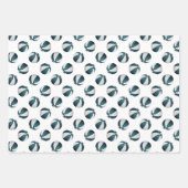 3 pc koordiniert aquamarine Mannschaftsfarbenbällc Geschenkpapier Set (Vorderseite 3)